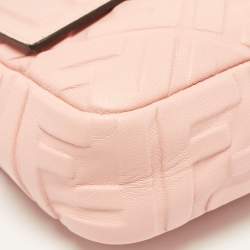 Fendi Pink Zucca Embossed Leather Medium Baguette Bag