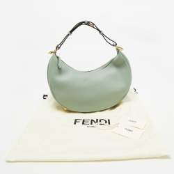 Pre Owned Fendi Light Green Leather Small Fendigraphy Hobo