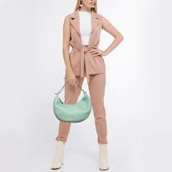 Pre Owned Fendi Light Green Leather Small Fendigraphy Hobo