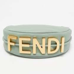 Pre Owned Fendi Light Green Leather Small Fendigraphy Hobo