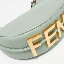 Pre Owned Fendi Light Green Leather Small Fendigraphy Hobo