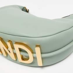 Pre Owned Fendi Light Green Leather Small Fendigraphy Hobo