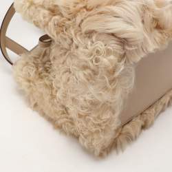 Fendi Beige Lamb Fur and Leather Medium Origami Tote