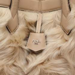 Fendi Beige Lamb Fur and Leather Medium Origami Tote