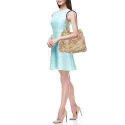 Fendi Beige Lamb Fur and Leather Medium Origami Tote