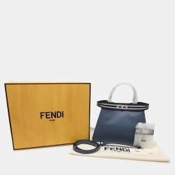 Fendi Blue Leather Medium Peekaboo Iseeu Top Handle Bag