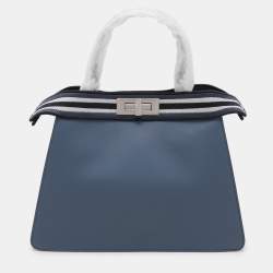 Fendi Blue Leather Medium Peekaboo Iseeu Top Handle Bag