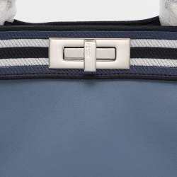Fendi Blue Leather Medium Peekaboo Iseeu Top Handle Bag