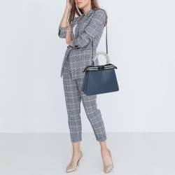 Fendi Blue Leather Medium Peekaboo Iseeu Top Handle Bag
