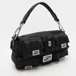 Fendi Black Nylon Multipocket Baguette Bag