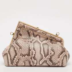 Fendi Pink/Brown Python Small Fendi First Clutch