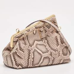 Fendi Pink/Brown Python Small Fendi First Clutch