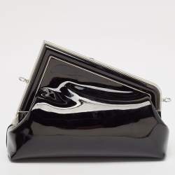 Pre Owned Fendi Black Patent Leather Midi First Bag