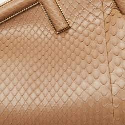 Pre Owned Fendi Beige Python Small First Clutch Bag