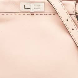 Fendi Beige Selleria Leather Medium Peekaboo Top Handle Bag