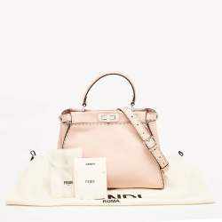 Fendi Beige Selleria Leather Medium Peekaboo Top Handle Bag