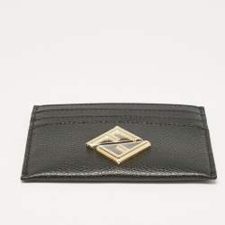 مملوكة مسبقًا Fendi Black Leather FF Card Holder