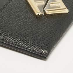 مملوكة مسبقًا Fendi Black Leather FF Card Holder