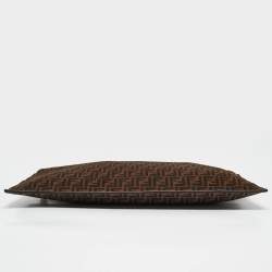 Pre Owned Fendi Tobacco Zucca Suede Flat Zip Pouch