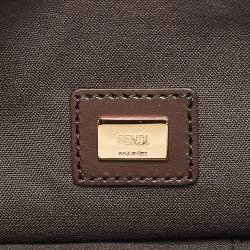 Pre Owned Fendi Tobacco Zucca Suede Flat Zip Pouch