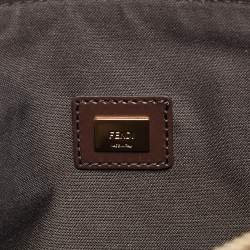 Pre Owned Fendi Tobacco Zucca Suede Flat Zip Pouch