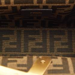 Pre Owned Fendi Beige/White Woven Leather Small First Shoulder Bag