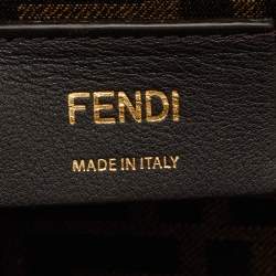 Pre Owned Fendi Beige/White Woven Leather Small First Shoulder Bag