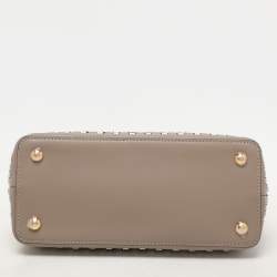 مملوكة مسبقًا Fendi Grey/White Woven Leather Mini Peekaboo Top Handle Bag