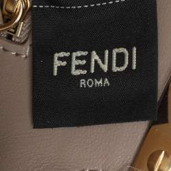 مملوكة مسبقًا Fendi Grey/White Woven Leather Mini Peekaboo Top Handle Bag