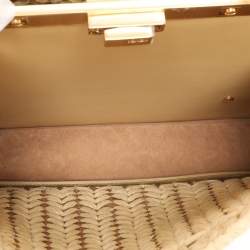 Fendi Beige Woven Leather and Straw Peekaboo Medium Iseeu Top Handle Bag