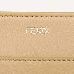 Fendi Beige Woven Leather and Straw Peekaboo Medium Iseeu Top Handle Bag