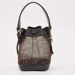 مملوكة مسبقًا Fendi Tobacco Zucca Mesh and Leather Mini Mon Tresor Bucket Bag
