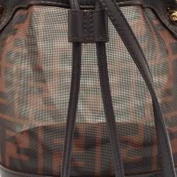 مملوكة مسبقًا Fendi Tobacco Zucca Mesh and Leather Mini Mon Tresor Bucket Bag