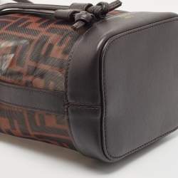 مملوكة مسبقًا Fendi Tobacco Zucca Mesh and Leather Mini Mon Tresor Bucket Bag