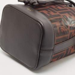 مملوكة مسبقًا Fendi Tobacco Zucca Mesh and Leather Mini Mon Tresor Bucket Bag