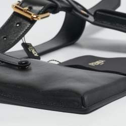 Pre Owned Fendi Black Glacier Leather Utility Pouch Belt Bag