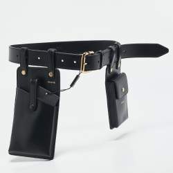 Pre Owned Fendi Black Glacier Leather Utility Pouch Belt Bag