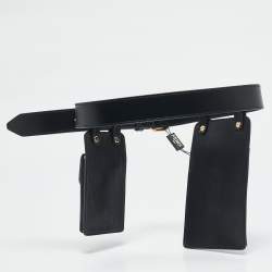 Pre Owned Fendi Black Glacier Leather Utility Pouch Belt Bag