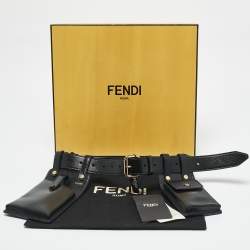 Pre Owned Fendi Black Glacier Leather Utility Pouch Belt Bag