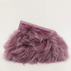Pre Owned Fendi Purple For Fur and Leather Small First Clutch