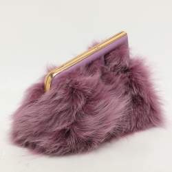 Pre Owned Fendi Purple For Fur and Leather Small First Clutch