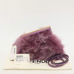 Pre Owned Fendi Purple For Fur and Leather Small First Clutch