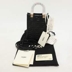 Pre Owned Fendi Black Leather Mini Sunshine Tote