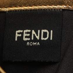 Pre Owned Fendi Gold Zucca Embossed Leather FF Flap Continental Wallet