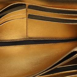 Pre Owned Fendi Gold Zucca Embossed Leather FF Flap Continental Wallet