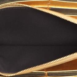 Pre Owned Fendi Gold Zucca Embossed Leather FF Flap Continental Wallet