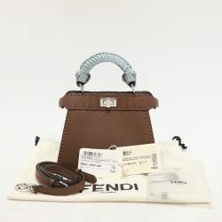 Pre Owned Fendi Pink Leather Petite Peekaboo ISeeU Top Handle Bag