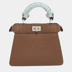 Pre Owned Fendi Pink Leather Petite Peekaboo ISeeU Top Handle Bag