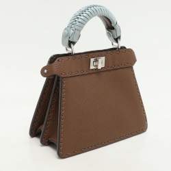 Pre Owned Fendi Pink Leather Petite Peekaboo ISeeU Top Handle Bag