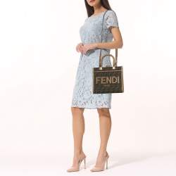 Fendi Brown FF Jacquard Fabric Small Sunshine Tote
